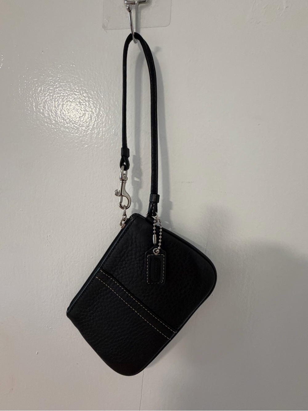 Authentic Coach Black Leather Wristlet Bag - Classic Women's Accessory